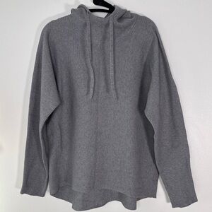 Quince Milano Stitch Pullover Sweater Hooded Heather Gray Size Medium Eco Knit